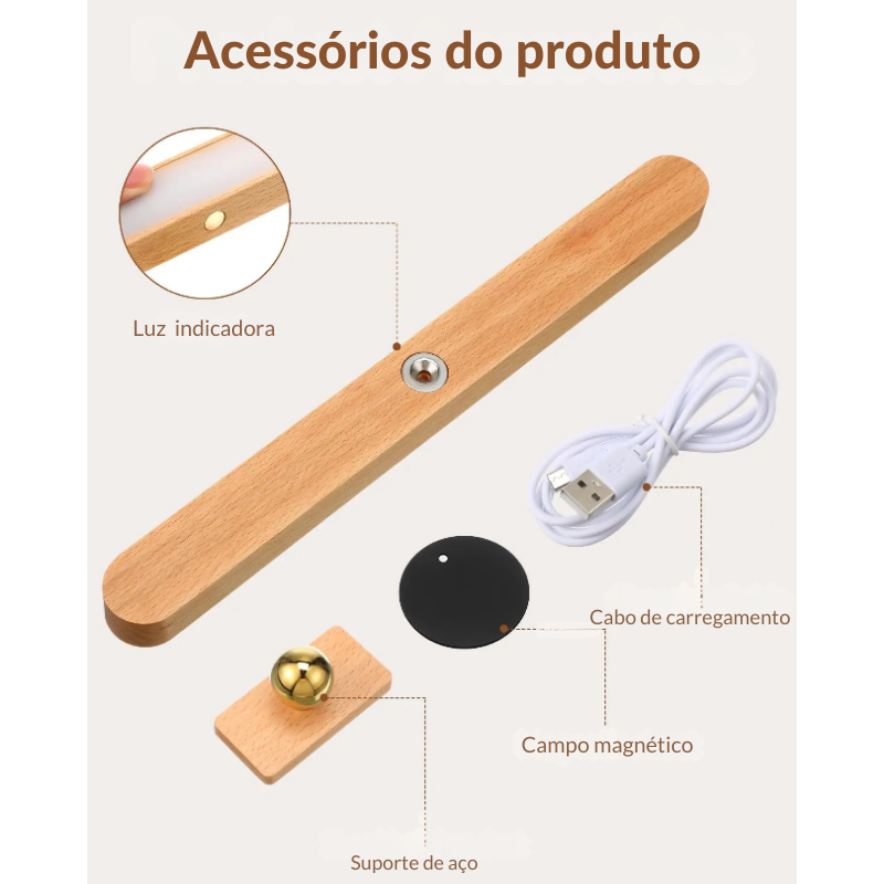 Kit 2 Luminárias de Madeira Recarregável (COMPRE 1 LEVE 2) - Lemon Express
