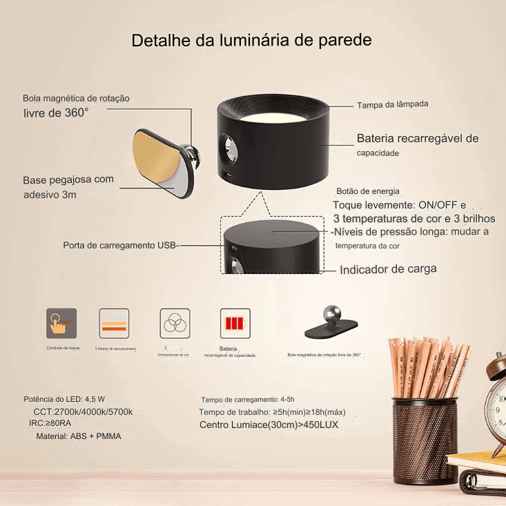 Kit 2 Luminárias Rotativas sem Furo Lumi-Lux (COMPRE 1 LEVE 2) - Lemon Express